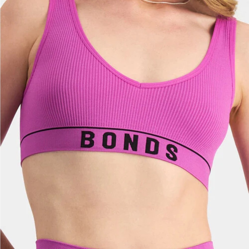 Bonds bright pink stretchy bra size S